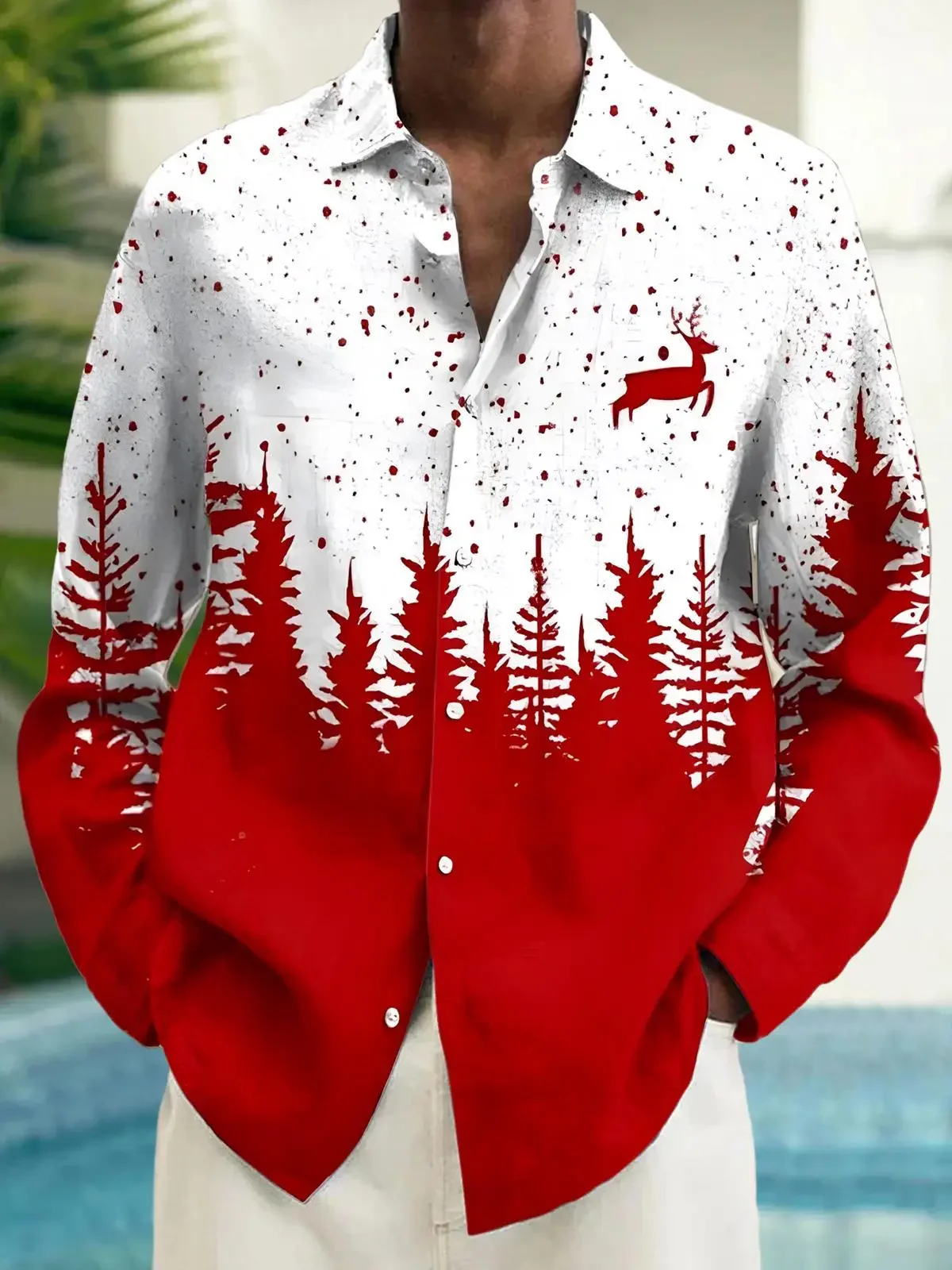 

Christmas 3D Digital Printing High-Quality Casual Shirt Men's Long-Sleeved Shirt