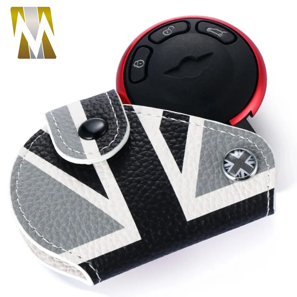 Car Leather Union Jack Fob Key Case Bag For Mini Cooper Countryman Clubman R55 R56 F55 F56 F60 Keycase Cover Auto Accessories