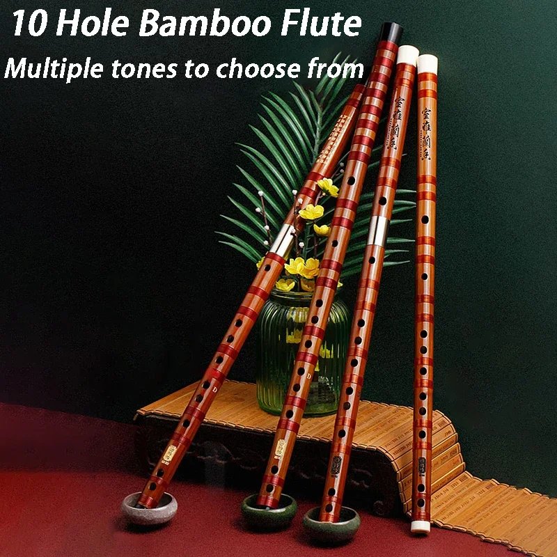 

10 Hole Bamboo Flute F Tone Children Beginners Flutes Professional G Tone Performance Flute C/D/E Tones Woodwind Instruments