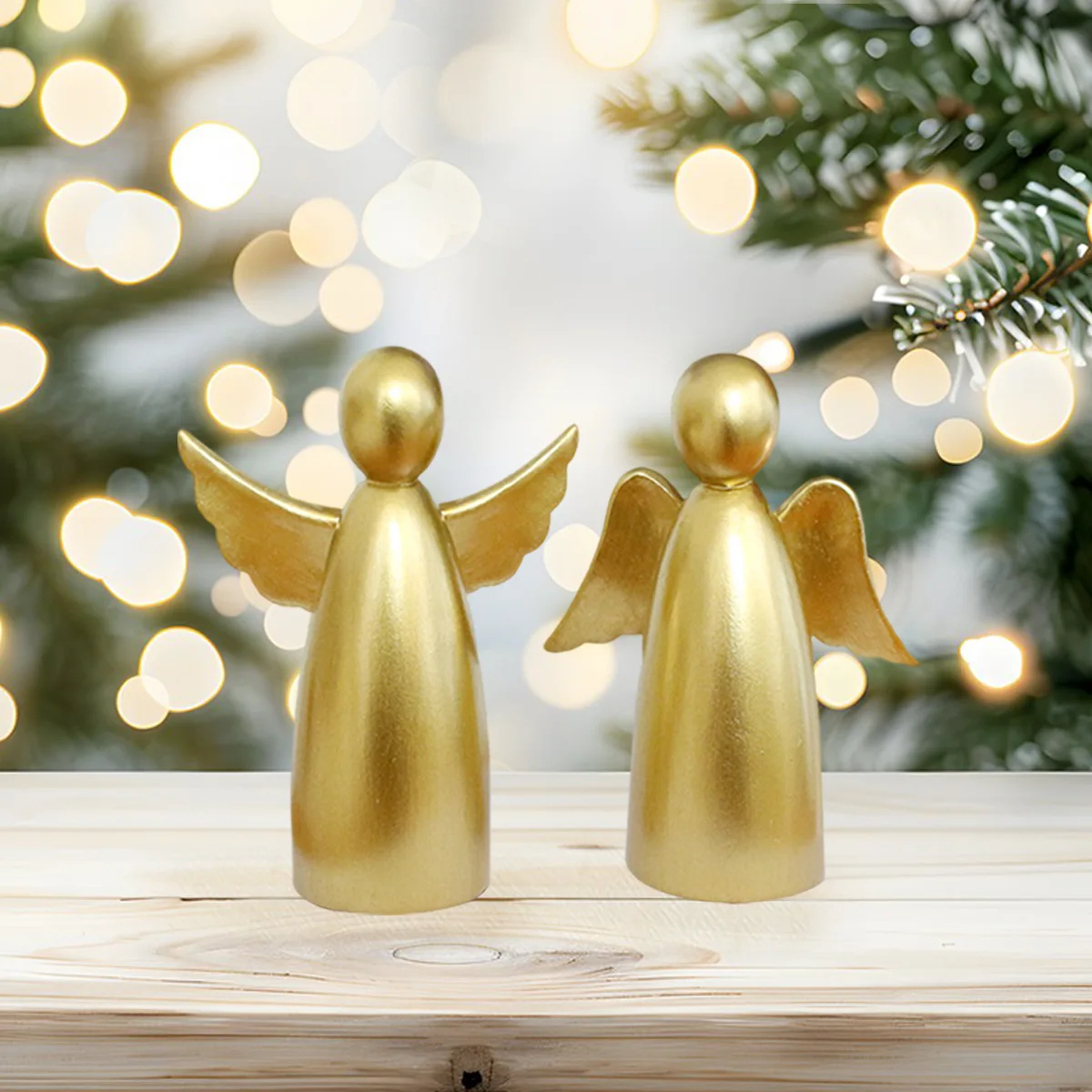 

2pcs Golden Angel Resin Statue Set - Elegant Home Decor for Living Room & Office