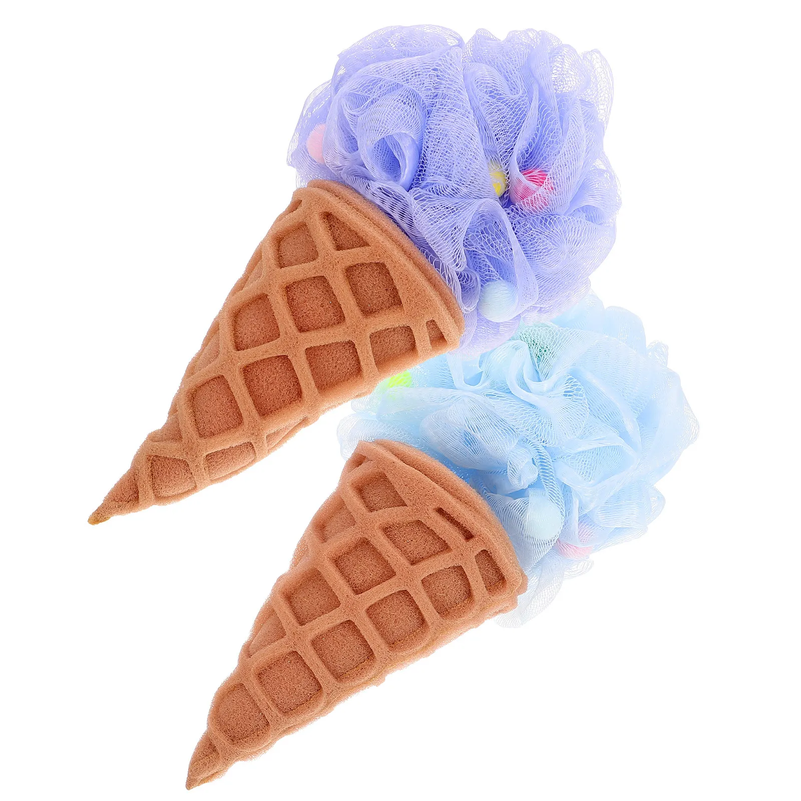 

Набор из 2 шаров-мочалок для душа в форме мороженого, отшелушивающие, из высококачественного ПЭ нейлона, плотные, эластичные, для бережного пилинга кожи, для душа и ванной комнаты