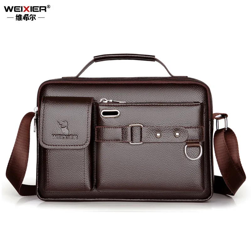 

WEIXIER Fashion Men's Shoulder Bag Business Man Crossbody Bags PU Leather Male Handbag Briefcase Travel Messenger Bag Mens Bag