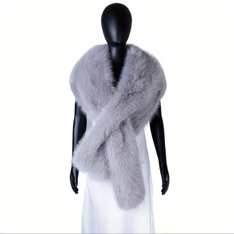 Faux Fur Scarf With Adjustable Shoulder Straps Soft And Warm, Elegant And Fashionable Perfect For Outdoor Wear