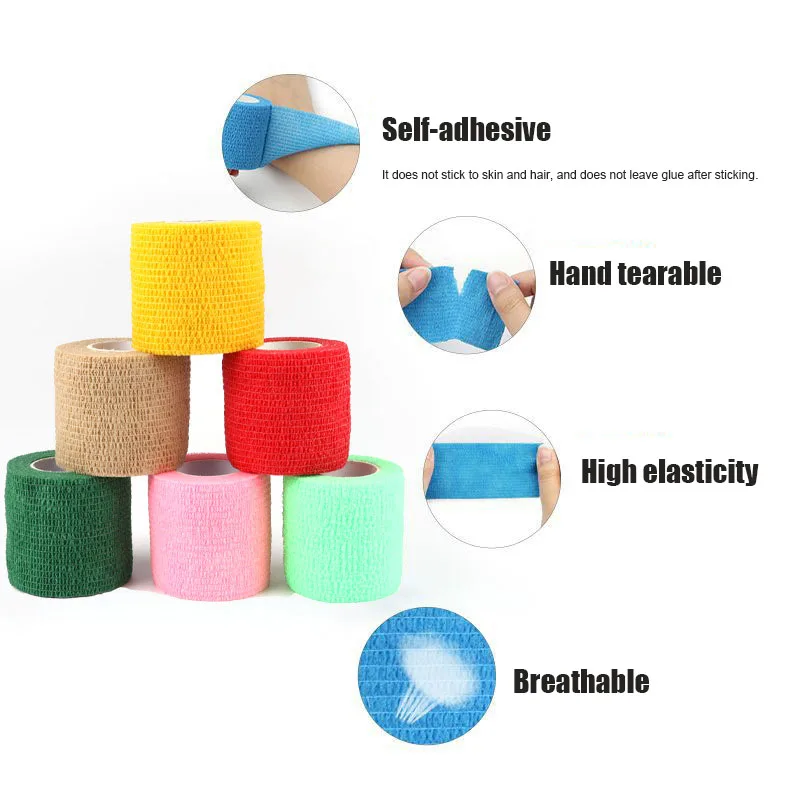 15pcs 2.5/5/7.5cm Colorful Sports Self Adhesive Elastic Breathable Sports Wrap Tape For Knee Pads Finger Ankle Aid Kit Pet Tool