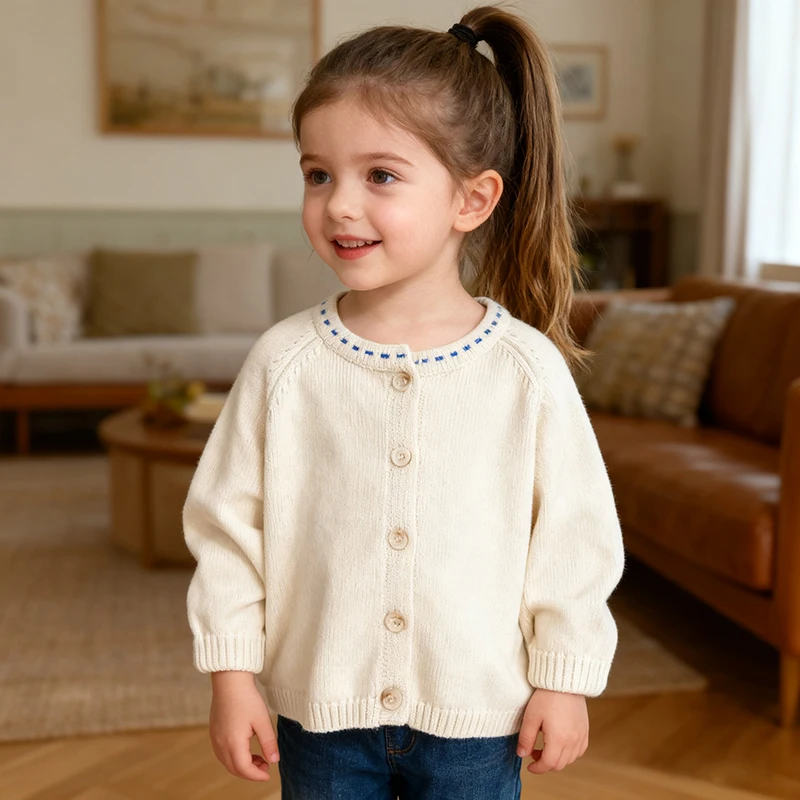 

Новинка 2023 года, осенний вязаный свитер, кардиган для детей от 1 до 6 лет, милые вязаные свитера с длинными рукавами для маленьких девочек, детские кардиганы, свитер для отдыха, пальто