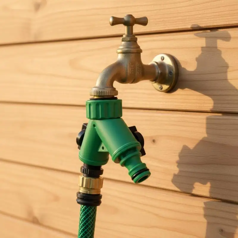 Garden Y Connector Water Splitter 2 Way Valve with On Off Switch Quick Plastic Adapter for Home Yard Irrigation