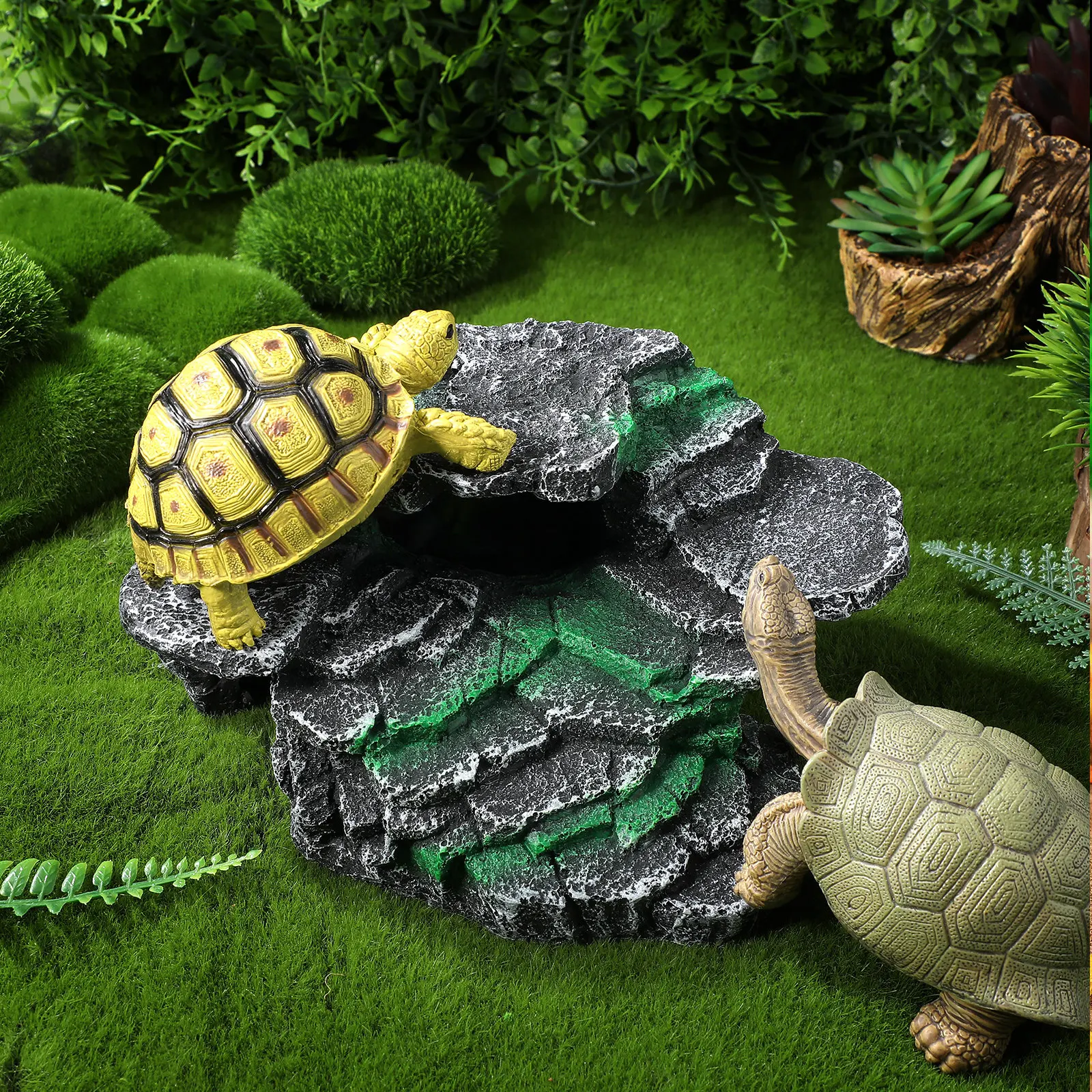 

Turtle Basking Platform Resin Rock Reptile Habitat Smooth Surface Turtle Tank Decor Resting Rock Aquarium Decor