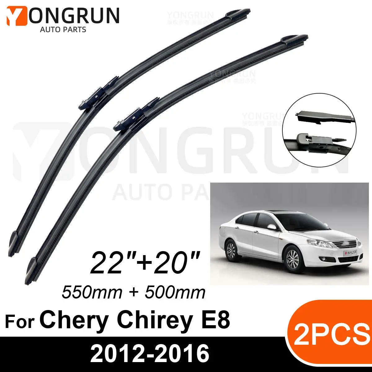 

Car Front Windshield Wipers For Chery Chirey E8 2012-2016 Wiper Blade Rubber 22"+20" Car Windshield Windscreen Accessories