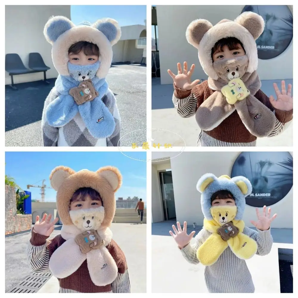 جديد الشتاء قبعة وشاح قناع رشاقته لطيف الكرتون الصليب منديل ثلاث قطع الدفء الدافئة بيني للأطفال القبعات والقبعات