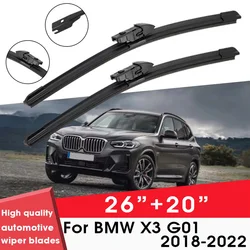 자동차 와이퍼 블레이드 블레이드, BMW X3 G01 2018-2022 26 인치 + 20 인치 앞유리, 깨끗한 천연 고무 자동차 와이퍼 액세서리