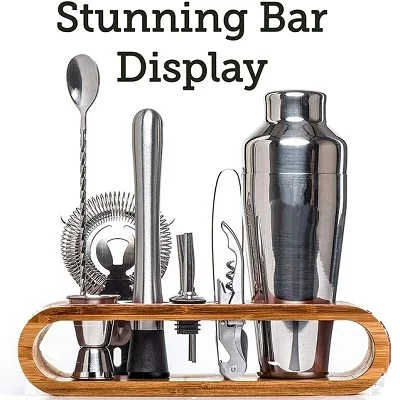 10-Piece Stainless Steel Bar Set with Bamboo Stand product image