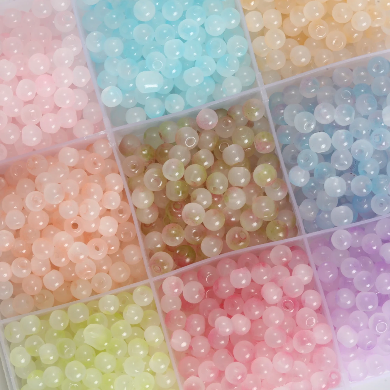 4mm Two Tone Gradient Round Glass Loose Beads Multicolour 200-1600pcs Fashion Beads for Daily Wear Jewelry DIY Accessories