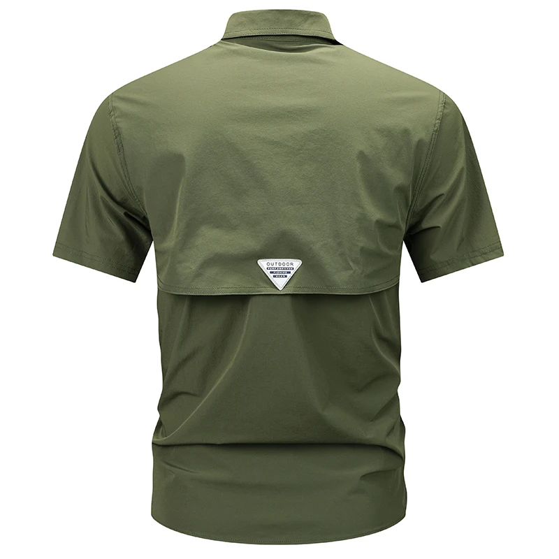 Summer Tactical Shirts Men\'s Mesh Breathable Short Sleeve Multi-Pockets Work Cargo Shirts Quick Dry Hiking Fishing Shirt