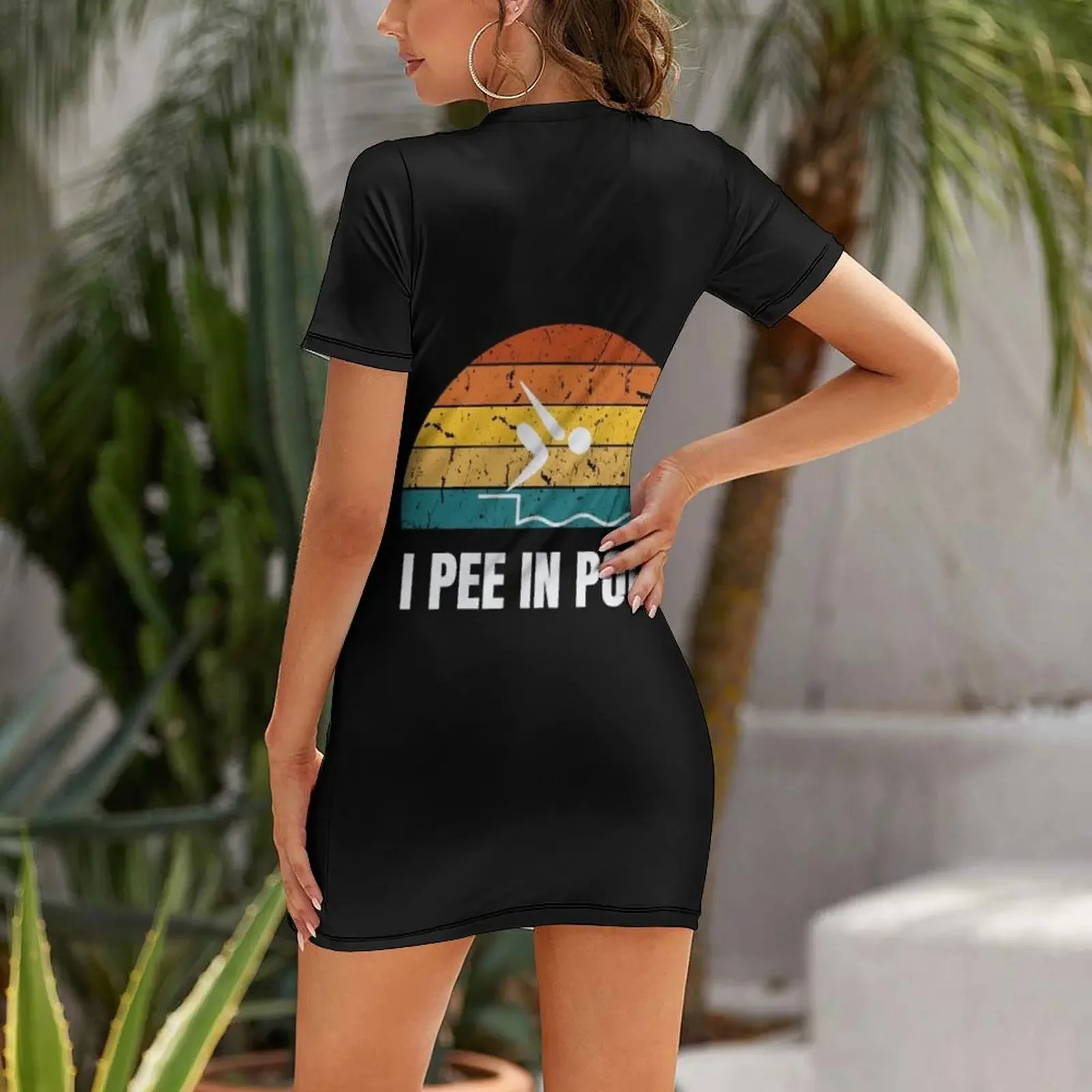 I Pee In The Pool Short-Sleeved Dress dresses korean style bandage dress prom dresses Dress
