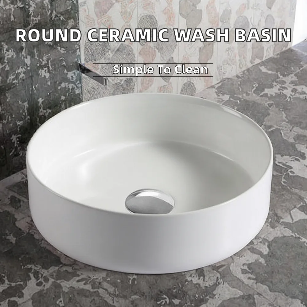 ceramic wash basin, sanitary ware, oval antibacterial glazed wash basin, with drain, suitable for hotels, non-porous