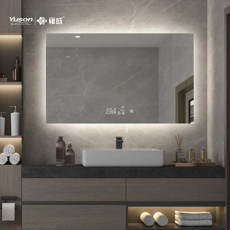 YUSON YS57097 Anti-fog Function 5mm Double Screen Touch intelligent digital wifi temperature bathroom smart LED mirror