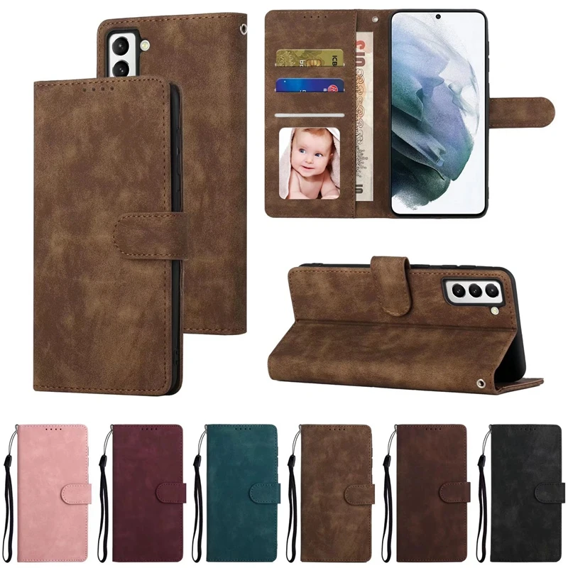 2024 Retro PU Leather Card Slots Wallet Case for Samsung Galaxy S23 Ultra S23 Plus S23 S22 S21 S20 S10 S9 S8 S21FE S20FE Note20U