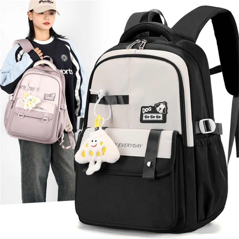 Stylish Backpack with Charm for Women Comfortable School Bag Large Capacity Daypack College Bags for Everyday Needs mochilas sac