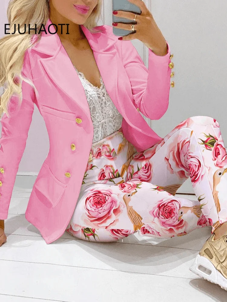 2024 New Casual Fashion Women\'s Suit Blazer And Pants Women Suits Pantsuit Female Spring Summer Elegant Trouser Sets Outfit