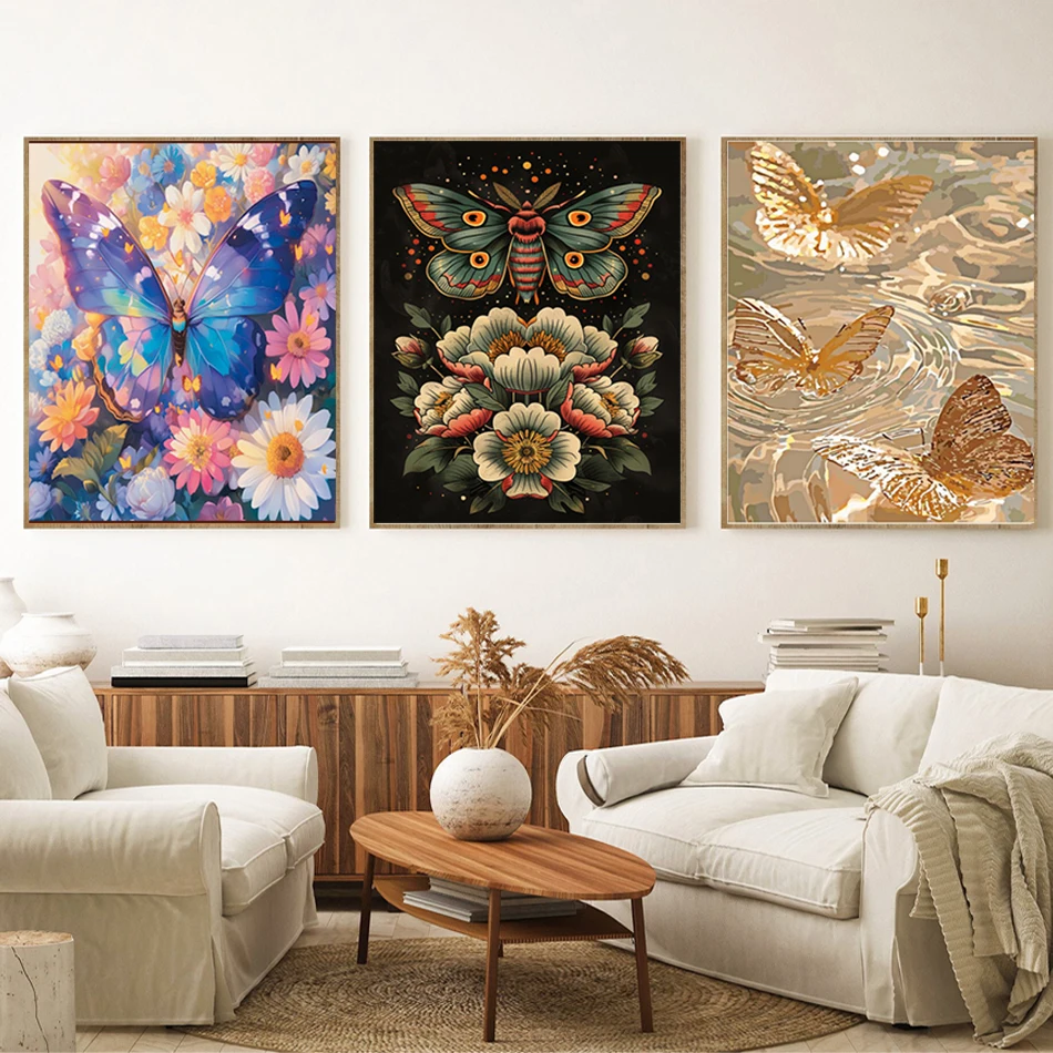 RUOPOTY-Painting By Numbers,Butterfly,Drawing By Numbers,Handiwork,Arts Crafts,With Frame,Diy Set,On Canvas,Paint Kit,Home Decor