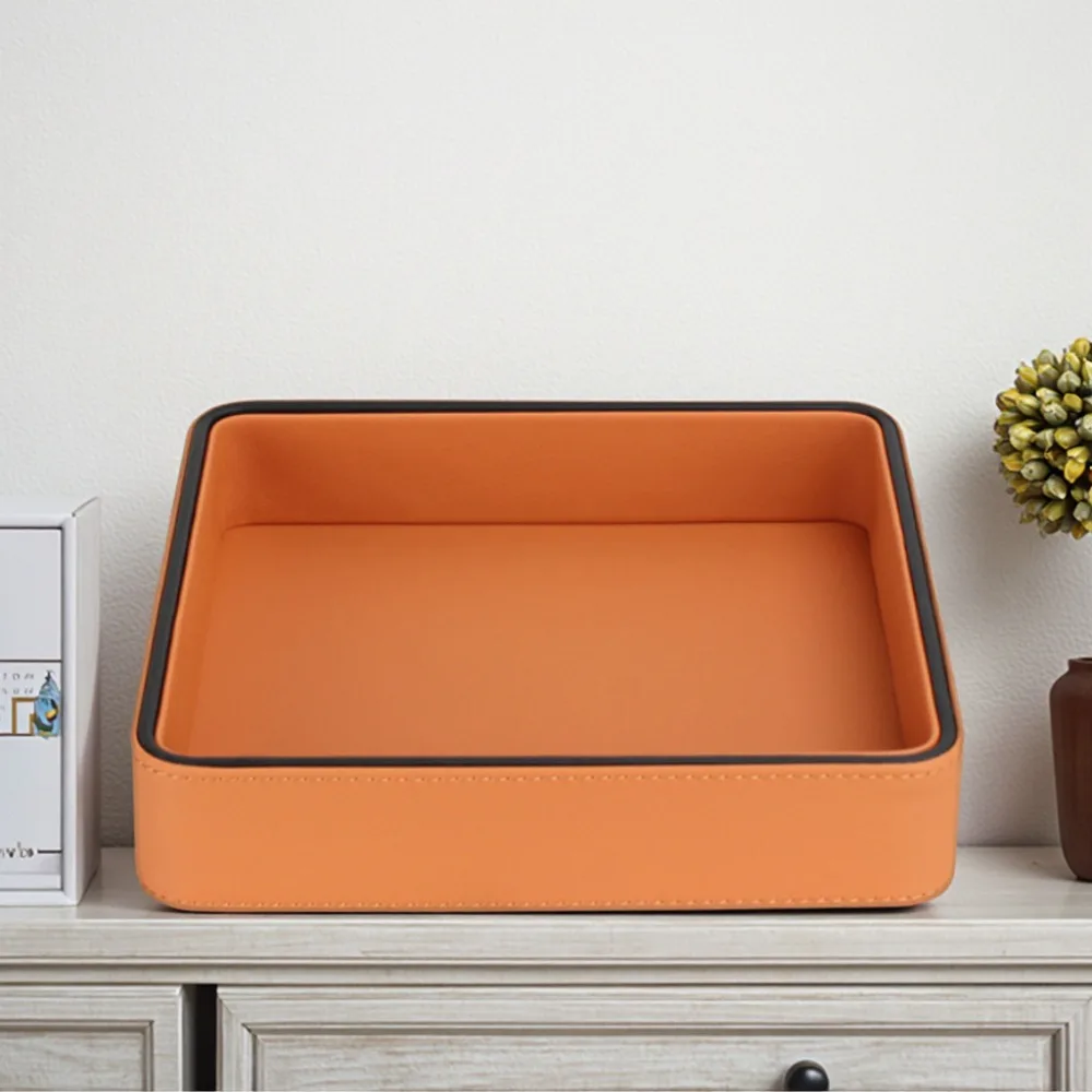 New PU Leather Jewelry Organizer Box Storage Box Home Living Storage Plate Room Decoration Jewelry Display Plate Home Entrance