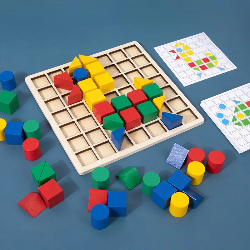 Treeyear Houten Puzzel Blokken Geometrische Game Houten Math Speelgoed Geometrische Kubus Puzzel Montessori Stem Educatief Speelgoed