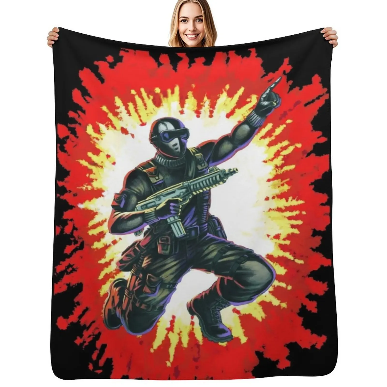 Snake Eyes soldier Throw Blanket Hairy Decorative Throw Comforter warm for winter Designers Flannel Blankets