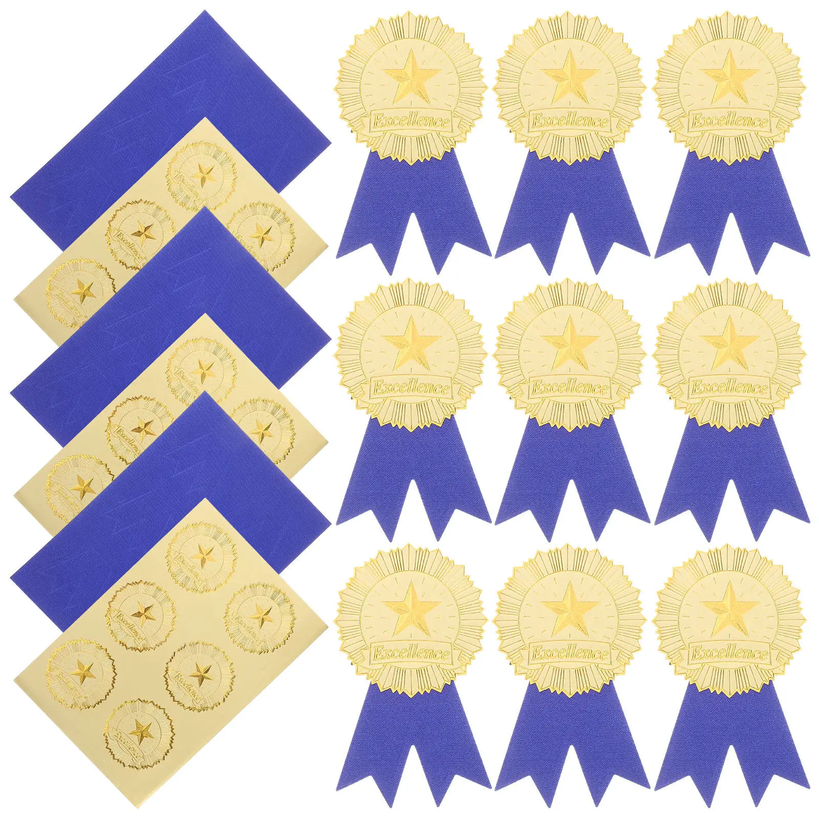 

30Sets Certificate Award Stickers Stylish Embossed Seal Decals for Diplomas Graduation Medals Employment Certificates Sports