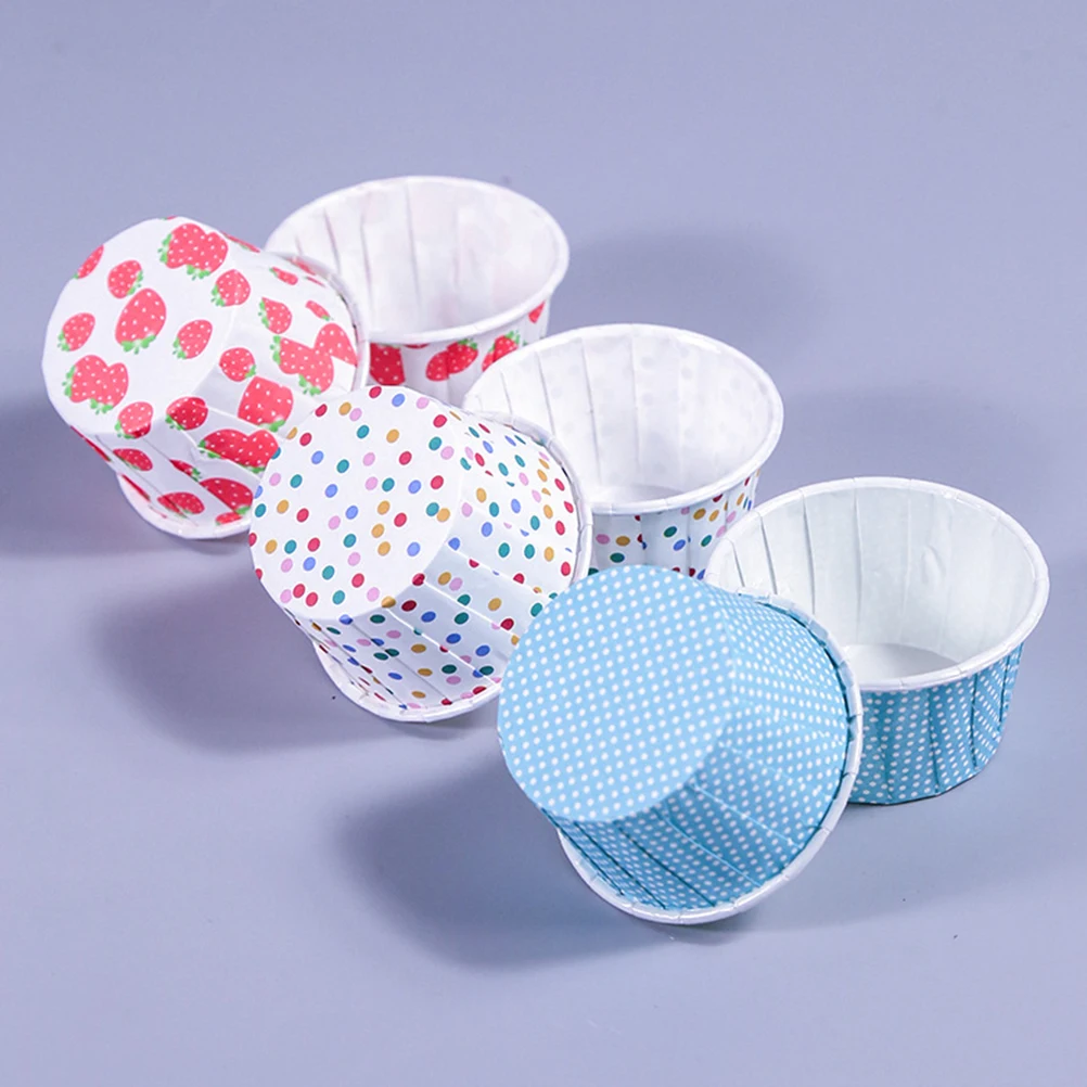 

200Pcs Disposable Paper Cups Cupcake Muffin Ice Cream Dessert Containers Elegant Birthday Party Baking Supplies