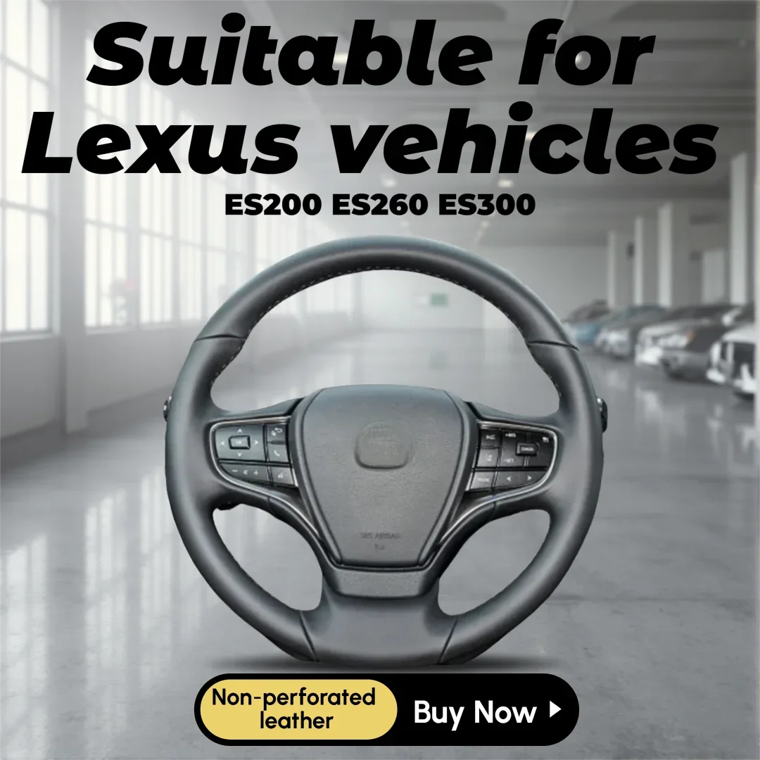 Full Wrap Non-Perforated Leather Steering Wheel Cover Fits Lexus ES200, ES260, ES300