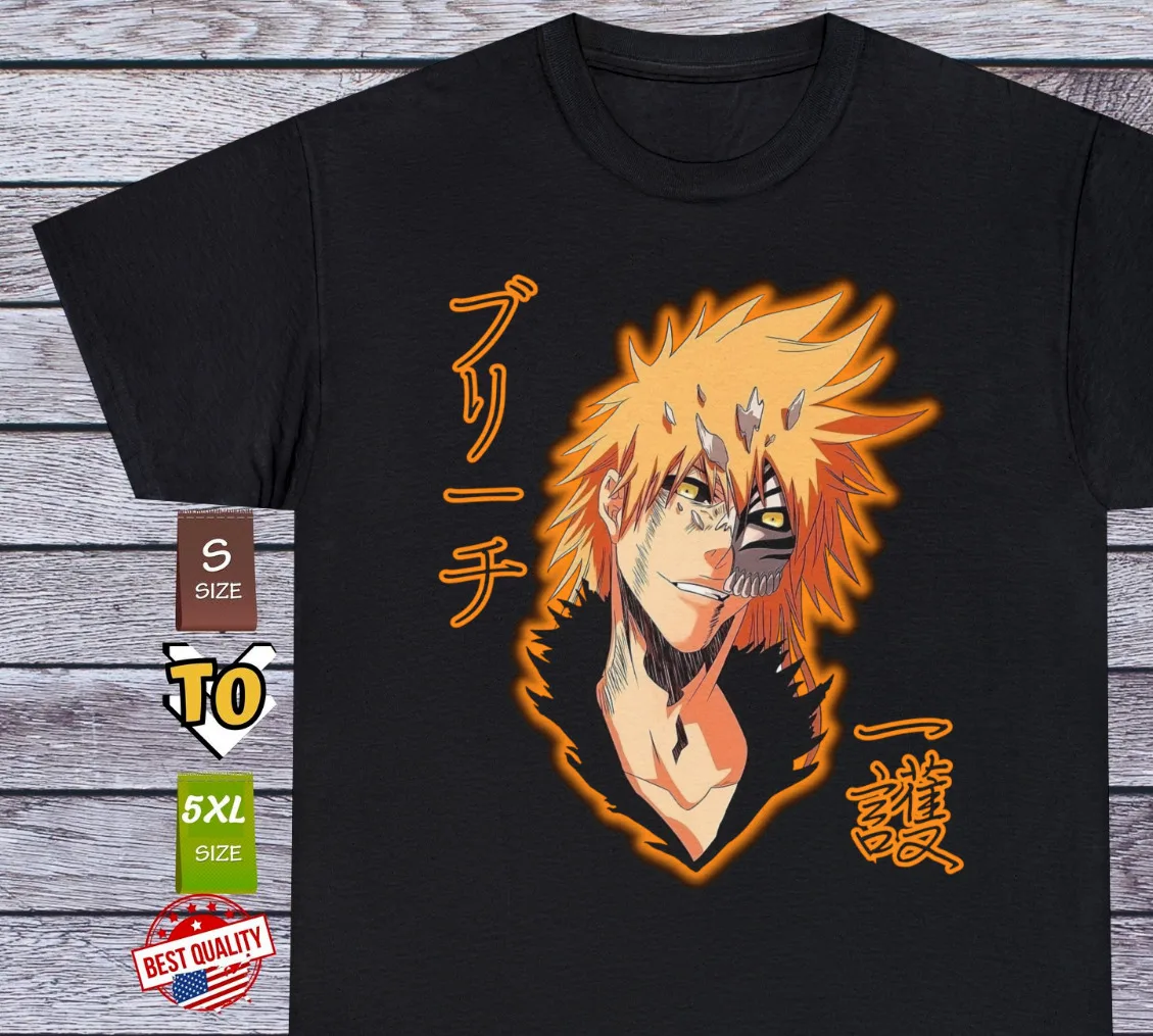 

Ichigo Kurosaki футболка отбеливающая футболка 90-х аниме одежда Манга косплей японский