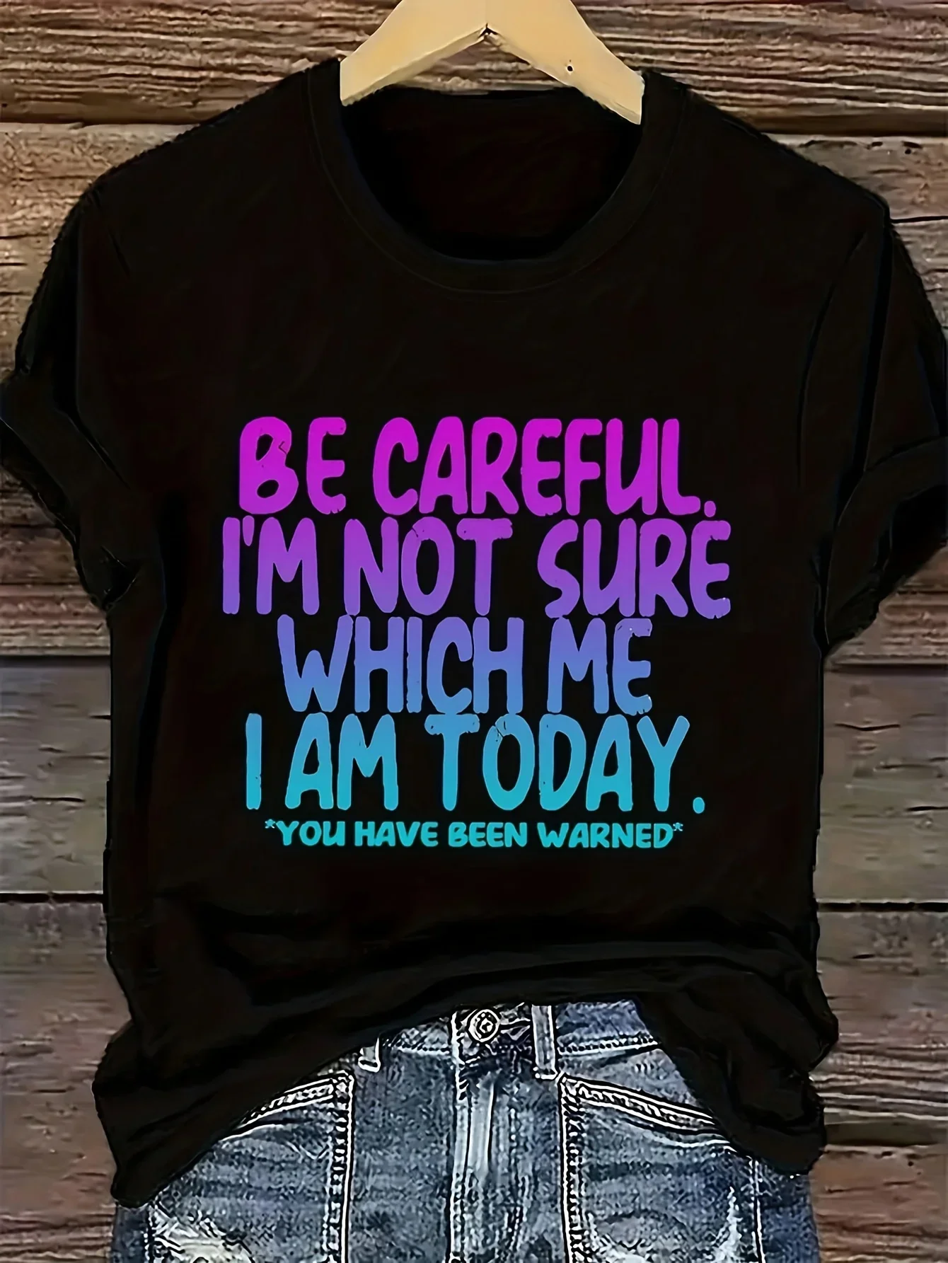 Women's Kids Tee 'Be Careful Which Me I Am Today' Funny Sassy Graphic Casual Bold Top for Teens Girls