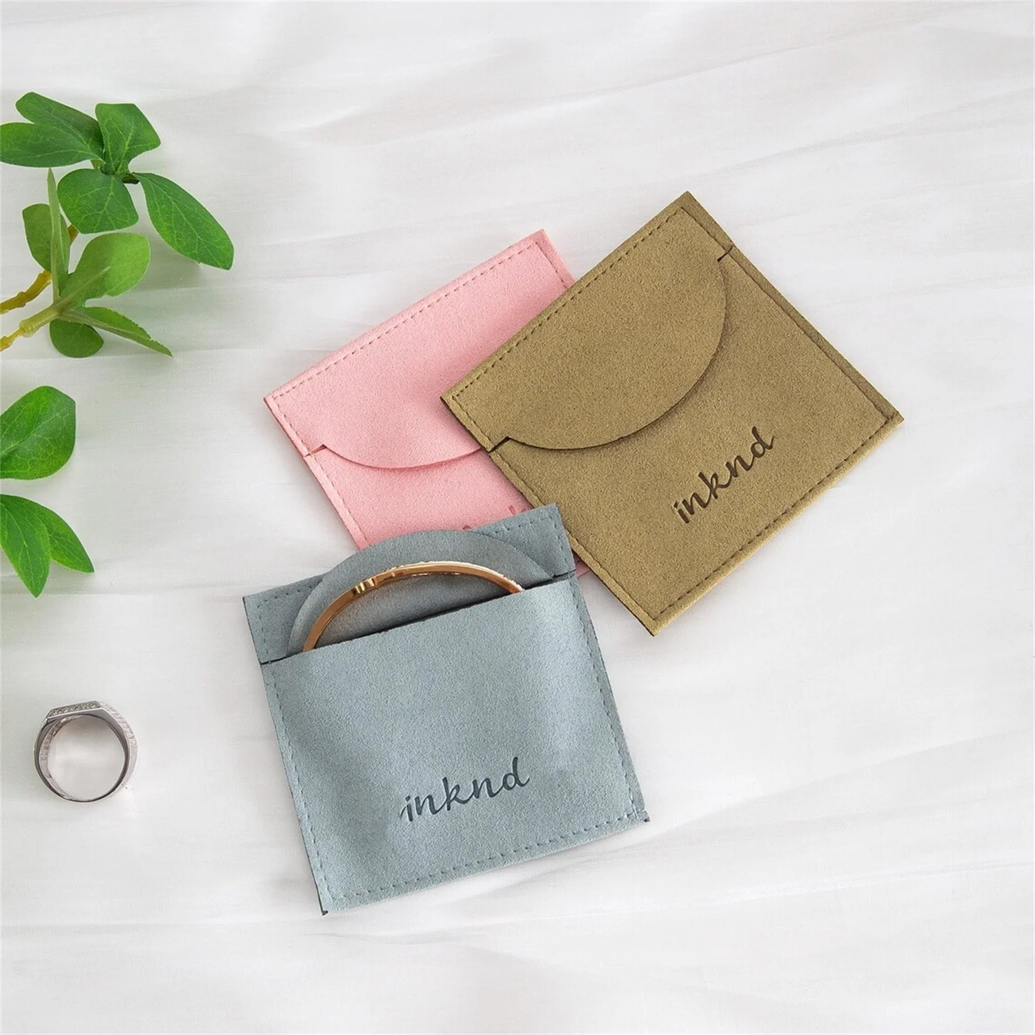 

50pcs New Style Envelope personalized microfiber jewelry pouch earrings packaging pings packaging pouch chic ring bags wholesale
