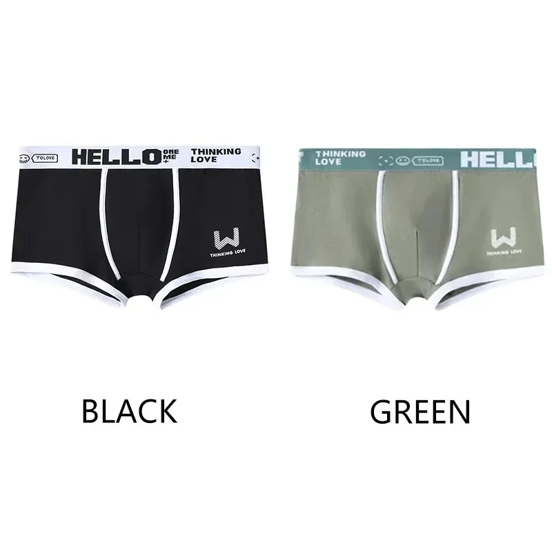 Men Boxing Trunks Panties Breathable Cotton Underwear Black Green Letter Belt Breathable Soft Fashion SportsM L XL 2XL 3XL