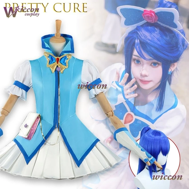 

Uniform Pretty Cure Suki Mizuki Cure Aqua Sparkling Blue Dress Magical Girl Cosplay Costume Anime Fantasy Roleplay Outfit Women