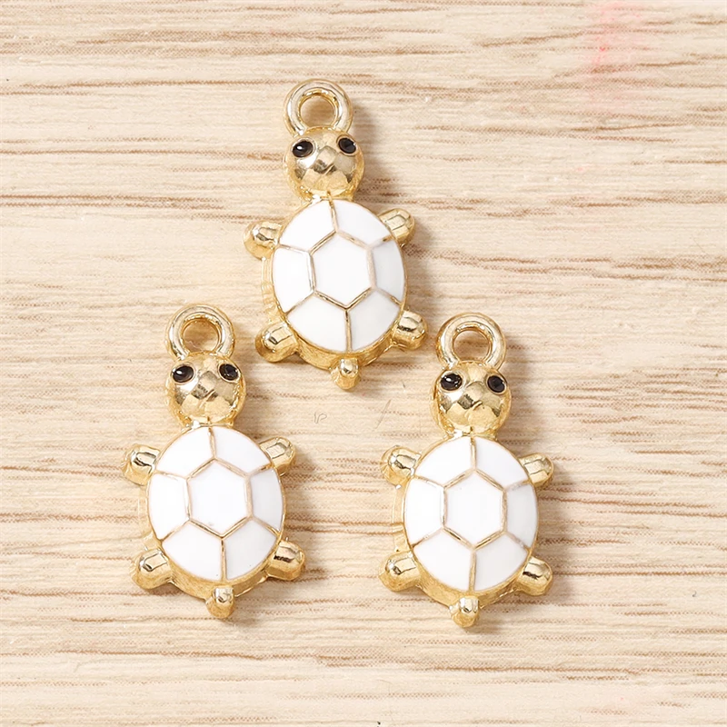 10 Stück 10x18mm Cartoon Emaille Tier Schildkröten-Anhänger für Schmuckherstellung Ohrringe Halsketten DIY Handgemachte Bastelarbeiten Zubehör – Detail 16