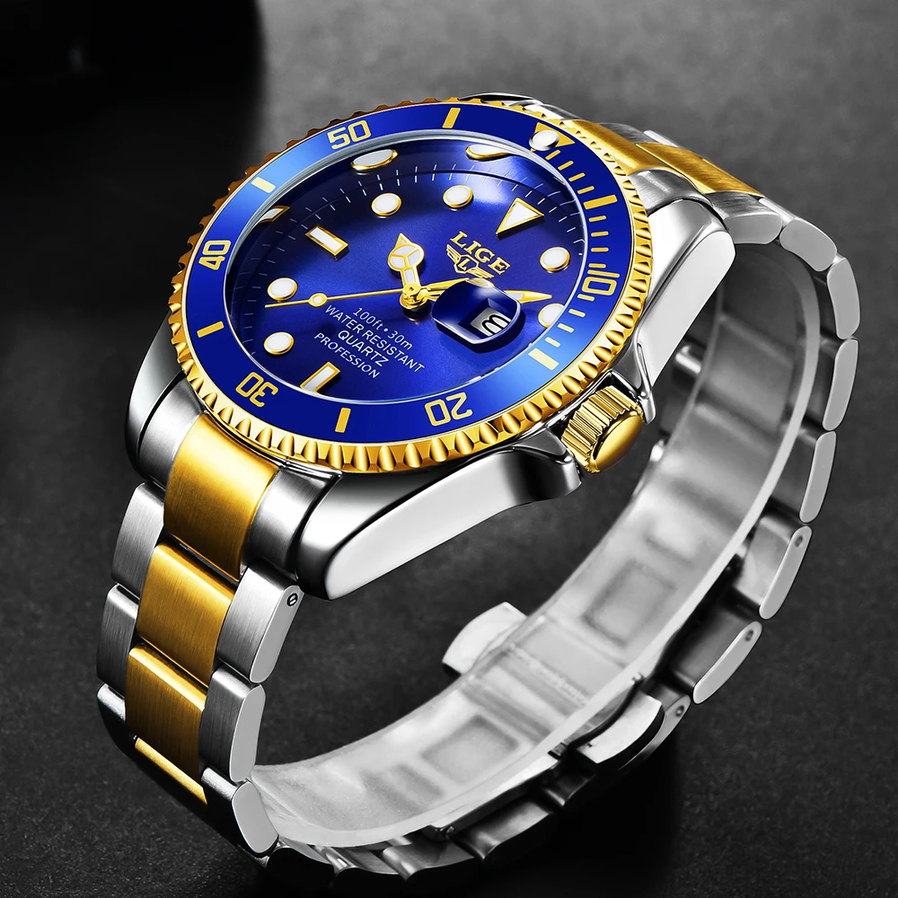 LIGE Fashion Sport Watch for Man Waterproof Military Men\'s Quartz Wristwatches Top Brand Luxury Big Men Watch Relogios Masculino