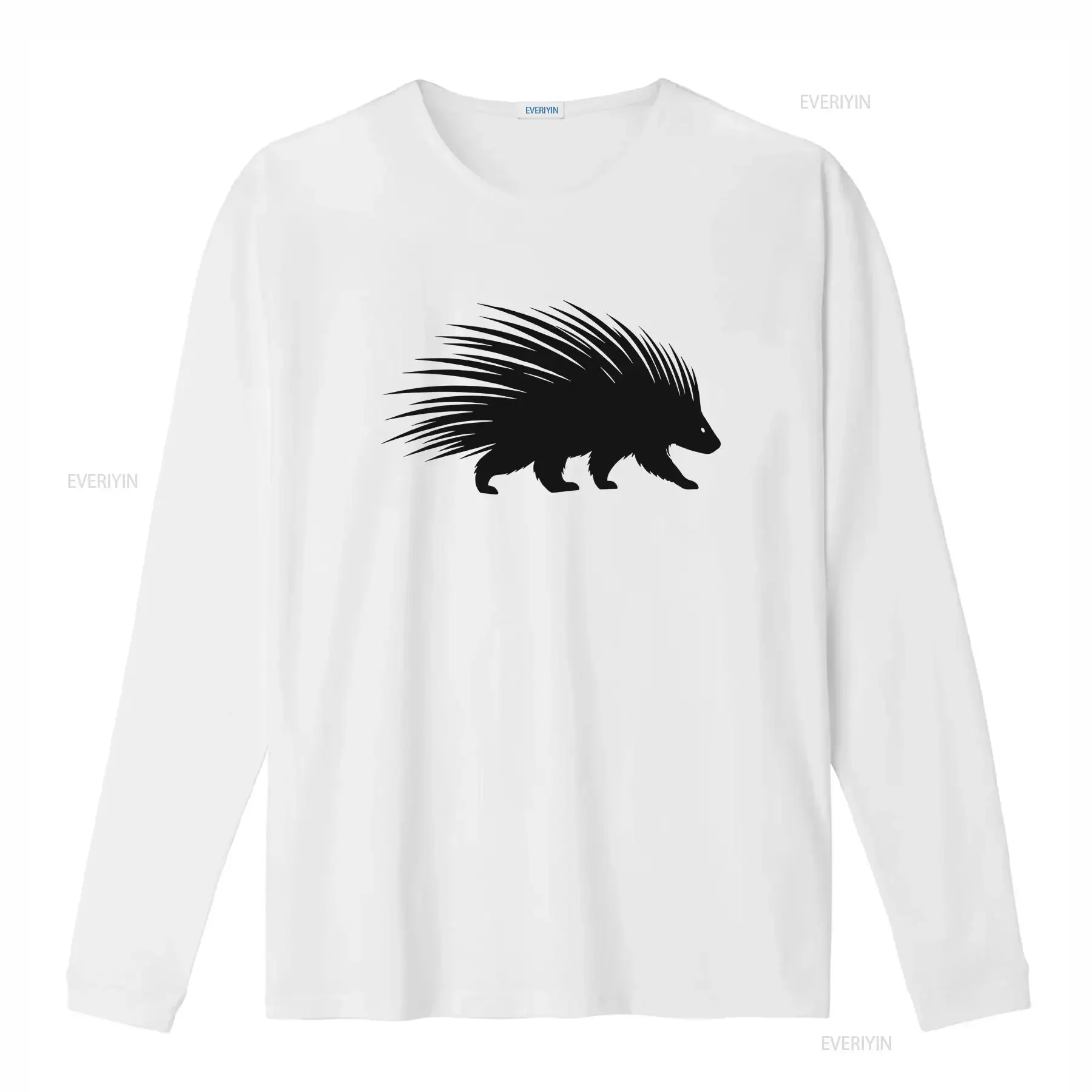 Black Porcupine T Shirt White Cute Little Unique Animal Colorful Silhouette vintage Washed designer clothes streetwear Unisex