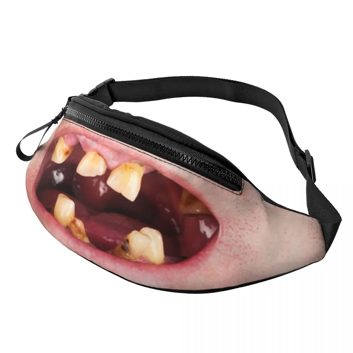 Funny Bad Teeth Fanny Pack Men Women Fashion Tooth Crossbody Waist Bag for Traveling Phone Money Pouch