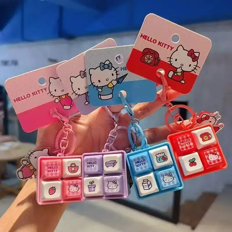 Cartoon Sanrio Pendant Keychain Keys Button Keycap Keyboard Caps DIY Keyboard Pass The Time Foursquare Keychain Backpack Pendant