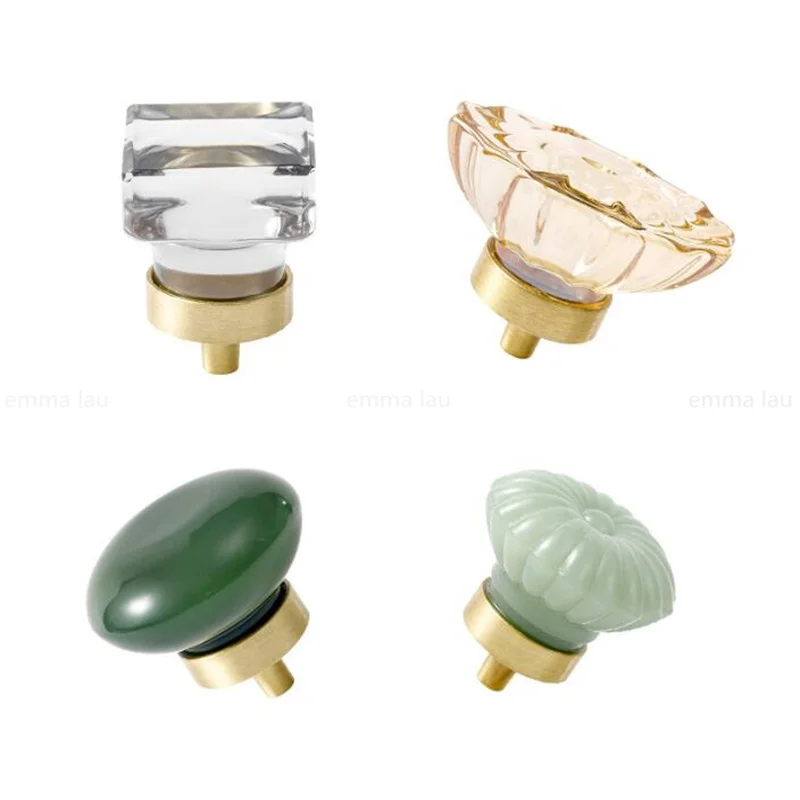 2Pcs Brass Crystal Furniture Handle Door Knobs Luxury Round Cabinet Door Handles For Drawer Wardrobe Kitchen Pulls Decoration