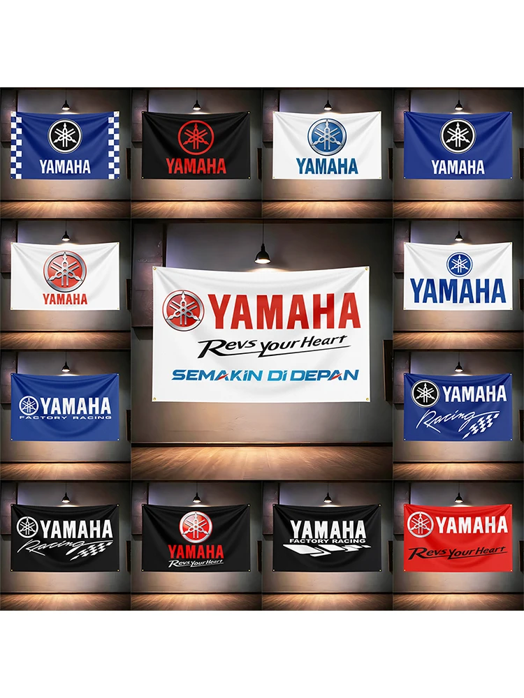 AliExpress NONE Ya-ma-has Moto Fans Flag 3x5ft 90x150cm For Sport Bike Motocross Garage Wall Decor Banner