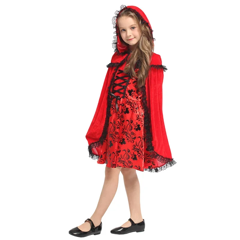 Halloween Costume For Kids Princess Little Red Riding Hood Cape Cosplay Child Girls