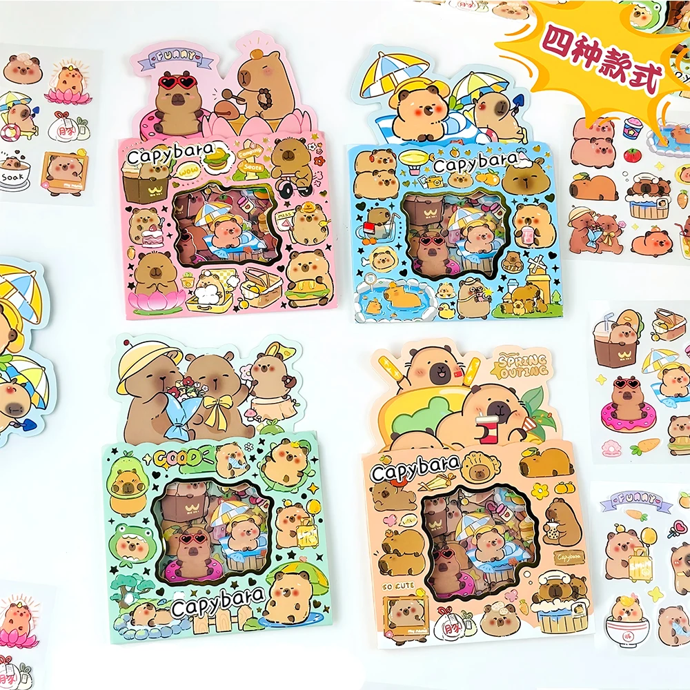 

5pcs/set Cute Capybara Cartoon Stickers Transparent PET Graffiti Decals DIY Stationery Phone Luggage Kawaii Sticker for Kids Toy