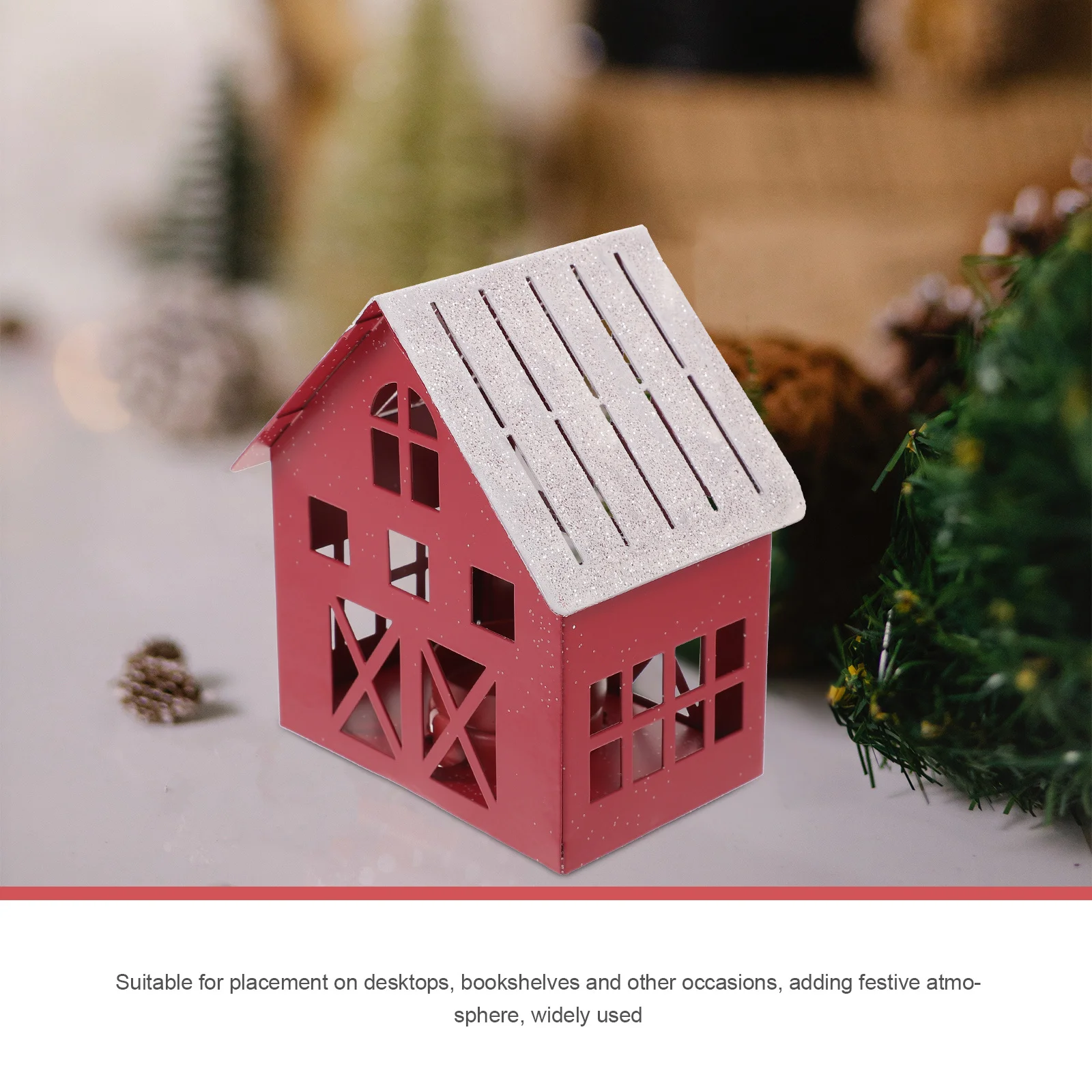 

Handmade Christmas Snow House Metal Desktop Decoration for Table Centerpiece Holder Holiday Village Xmas Decor