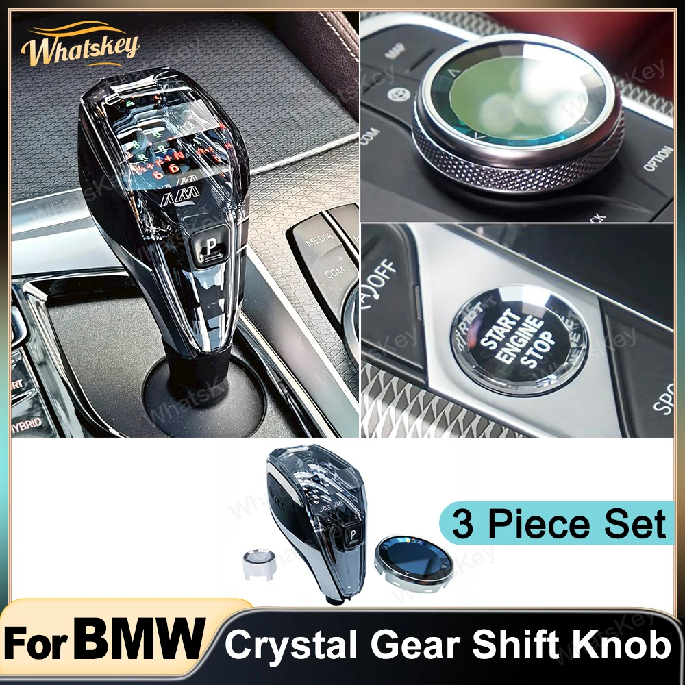 

3PCS Crystal Gear Shift Knob Handle for BMW F30 F20 F22 F01 F02 F06 F10 F18 F12 F13 F31 F32 F25 F26 i8 Car Accessories