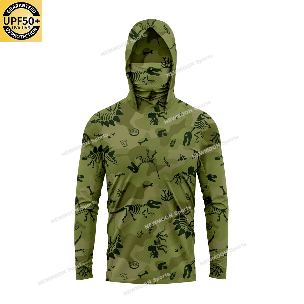 Camicie con cappuccio da uomo personalizzate UPF 50 + con protezione solare a maniche lunghe camicie da pesca da trekking UV leggere SPF all\'aperto