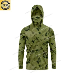 Camicie con cappuccio da uomo personalizzate UPF 50 + con protezione solare a maniche lunghe camicie da pesca da trekking UV leggere SPF all'aperto