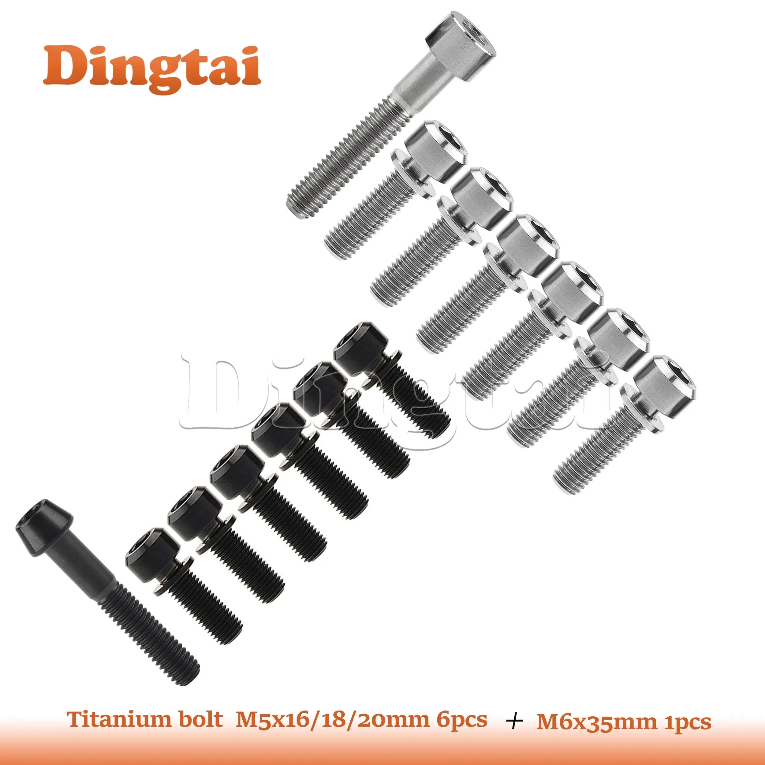 Dingtai Titanium Bolt  1Pcs M6X35mm Square/Taper Hex Bolt + 6 Pcs M5X16 18 20mm Bolt with Washer Bike Stem Accessories