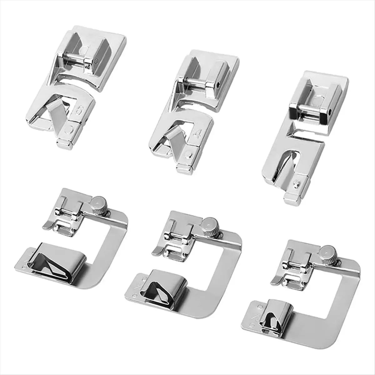 2025+ 6 Pcs Rolled Hem Presser Foot, Hemming Foot Kit For Sewing Rolled Hemmer Presser Foot For Singer, ,